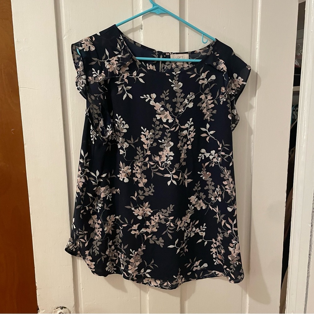 Blue floral sleeveless blouse from LOFT